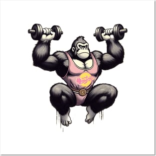 dumbbells monkey Posters and Art